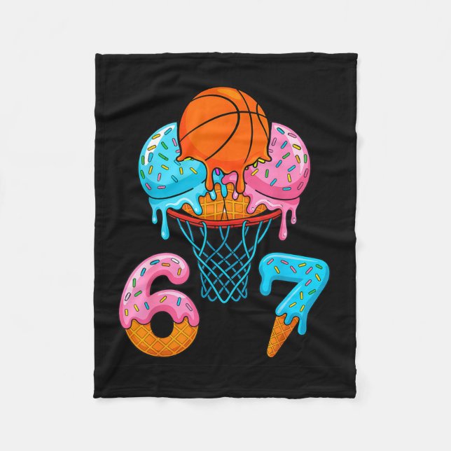 Funny Basketball Ice Cream Drip 67 Fleece Blanket (Front)