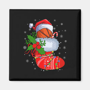 Funny Basketball In Christmas Socks Santa Basketba Magnet
