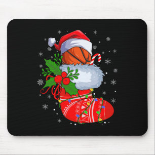 Funny Basketball In Christmas Socks Santa Basketba Mouse Mat