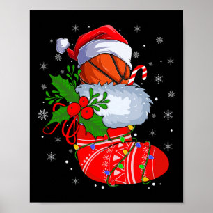Funny Basketball In Christmas Socks Santa Basketba Poster