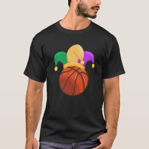 Funny Basketball Mardi Gras Jester Hat Festival Pa T-Shirt