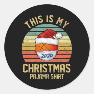Funny Basketball Merry Christmas Shirt Quarantine  Classic Round Sticker