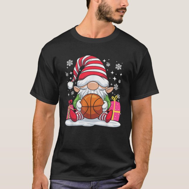 Funny Basketball Player Xmas Gnomes Basketball Chr T-Shirt (Front)