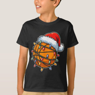 Funny Basketball Players Christmas Lights Santa Ha T-Shirt