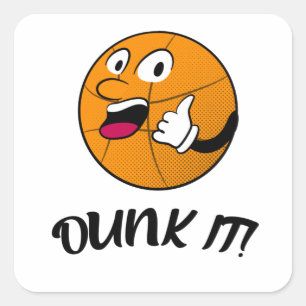 Funny Basketball Retro Cartoon Basketball Player Square Sticker
