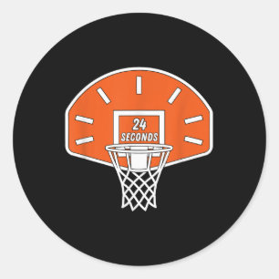 Funny Basketball Shot Clock 24 Seconds Basketball Classic Round Sticker