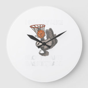 Funny Basketball Sloth Gift Cute Sloth T-Shirt Large Clock
