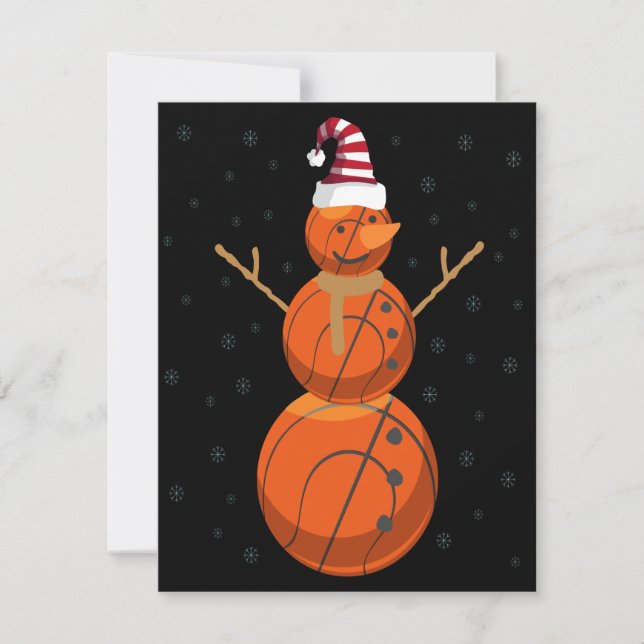 Funny Basketball Snowman Christmas New Year Gift Card (Front)