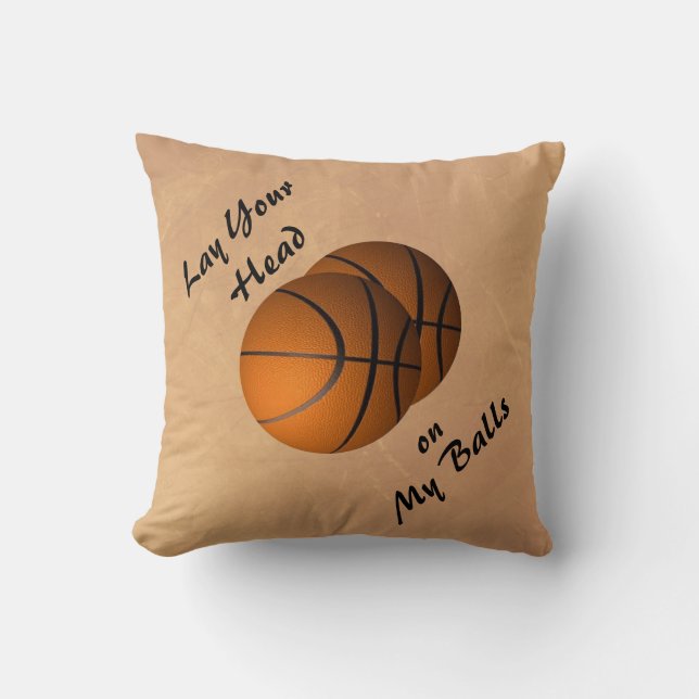 Funny Basketball Sports Throw Pillow (Front)