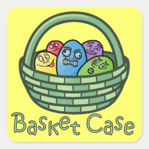 Funny Basketcase Easter Square Sticker