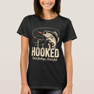 Funny bass angler design with hooked fishing theme T-Shirt