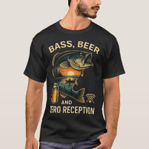 Funny Bass Fishing Beer Zero Reception Lake T-Shirt