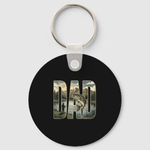 Funny bass fishing dad for fishermen outdoors key ring