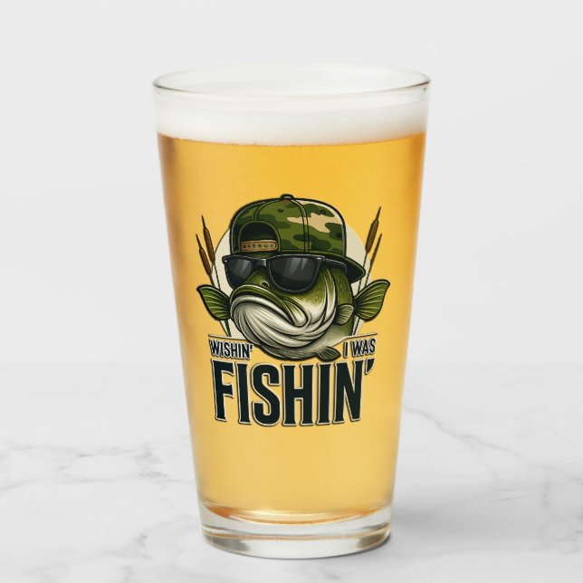 Funny Bass Fishing  Glass (Front Filled)
