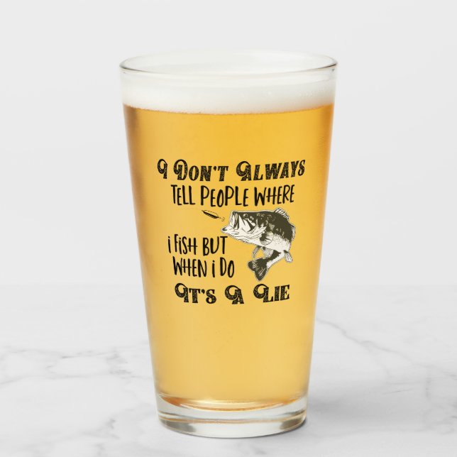 Funny Bass Fishing Quote Men Sports Angler Glass (Front Filled)