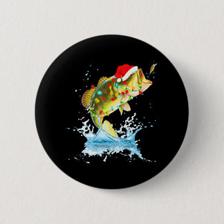 Funny Bass Fishing Santa Hat Christmas Pajama 6 Cm Round Badge