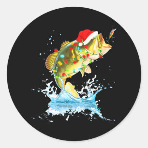 Funny Bass Fishing Santa Hat Christmas Pajama Classic Round Sticker