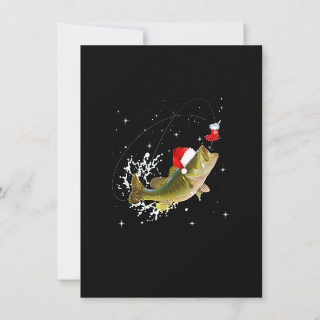 Funny Bass Fishing Santa Hat Christmas Pajama Fish Invitation (Front)