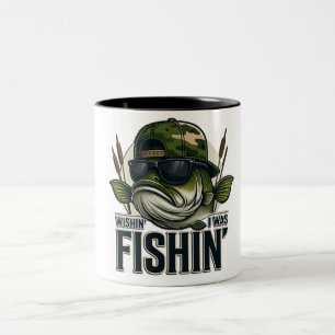 Funny Bass Fishing Two-Tone Coffee Mug