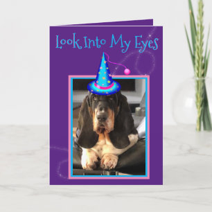 Funny Basset Hound Birthday Card w/Wizard