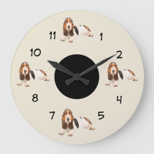 Funny Basset Hound Breed Wall Decor Large Clock