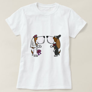 Funny Basset Hound Bride and Groom Wedding Art T-Shirt