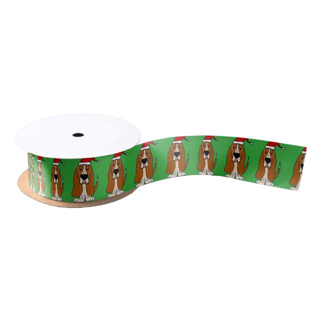 Funny Basset Hound Christmas Ribbon Satin Ribbon (Spool)