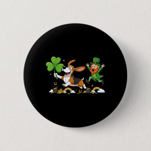 Funny Basset Hound Clover St Patricks Day Womens 6 Cm Round Badge