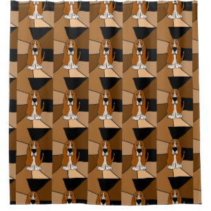 Funny Basset Hound Dog Art Shower Curtain