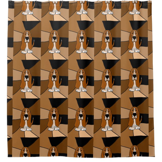Funny Basset Hound Dog Art Shower Curtain (Front)
