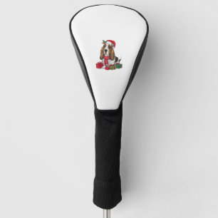 Funny Basset Hound Dog Christmas Outfits Santa Hat Golf Head Cover