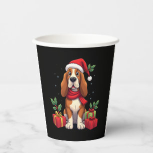 Funny Basset Hound Dog Christmas Outfits Santa Hat Paper Cups