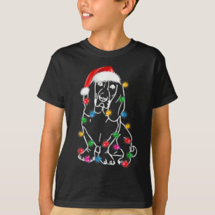 Funny Basset Hound Dog Tree Christmas Lights Xmas  T-Shirt