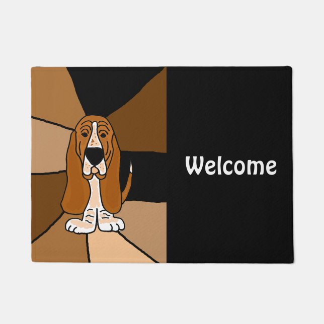 Funny Basset Hound Dog Welcome Doormat (Front)