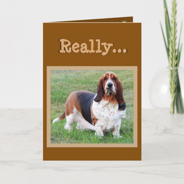 Funny Basset Hound "Dog Years" Birthday Card (Front)