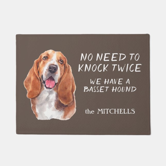 Funny Basset Hound Doormat (Front)