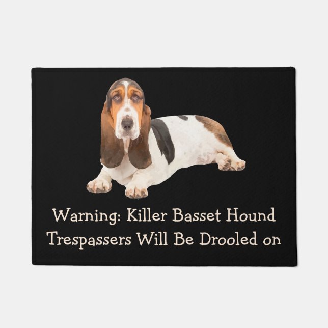 Funny Basset Hound Family Pet Welcome Mats (Front)