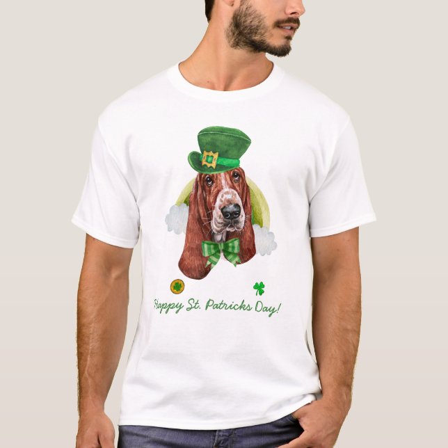 Funny Basset Hound Gold St. Patricks Day T-Shirt (Front)