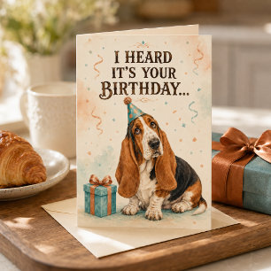 Funny Basset Hound Long Ears Birthday  Card