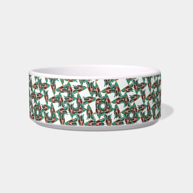 Funny Basset Hound Name Christmas Patternl Bowl (Left)