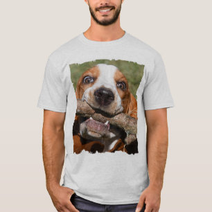 Funny Basset Hound Stick Chew T-Shirt