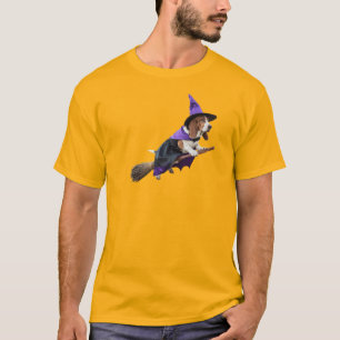 Funny Basset Hound Witch T-Shirt