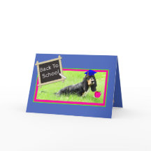 Funny Basset on Back to School Card w/Apple