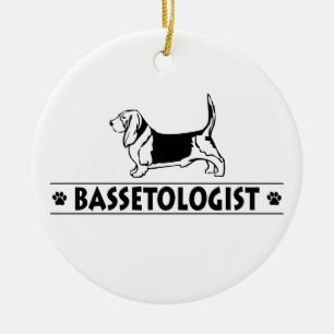 Funny Bassett Hound Dog Ceramic Tree Decoration