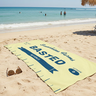 Funny BASTED Butter Stick Personalised Yellow Beach Towel