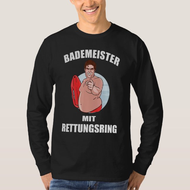Funny Bath Master With Life Ring I Swimming Pool T-Shirt (Front)