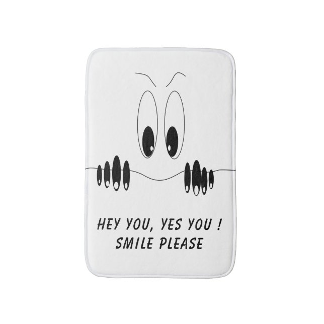 Funny Bath Mat with Curiosity Eyes - Smile (Front Vertical)