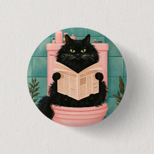 Funny Bathroom Black Cat 3 Cm Round Badge