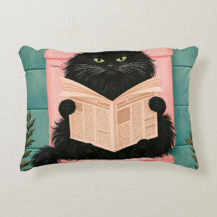 Funny Bathroom Black Cat Decorative Cushion