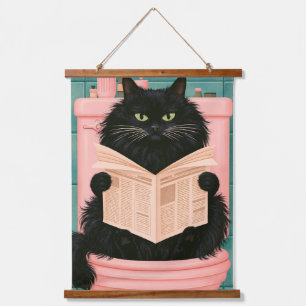 Funny Bathroom Black Cat Hanging Tapestry